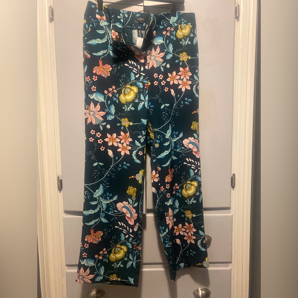 NWT Green Floral Wide Leg Trousers